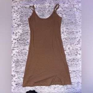 EZwear Split Hem Rib-Knit Bodycon Dress